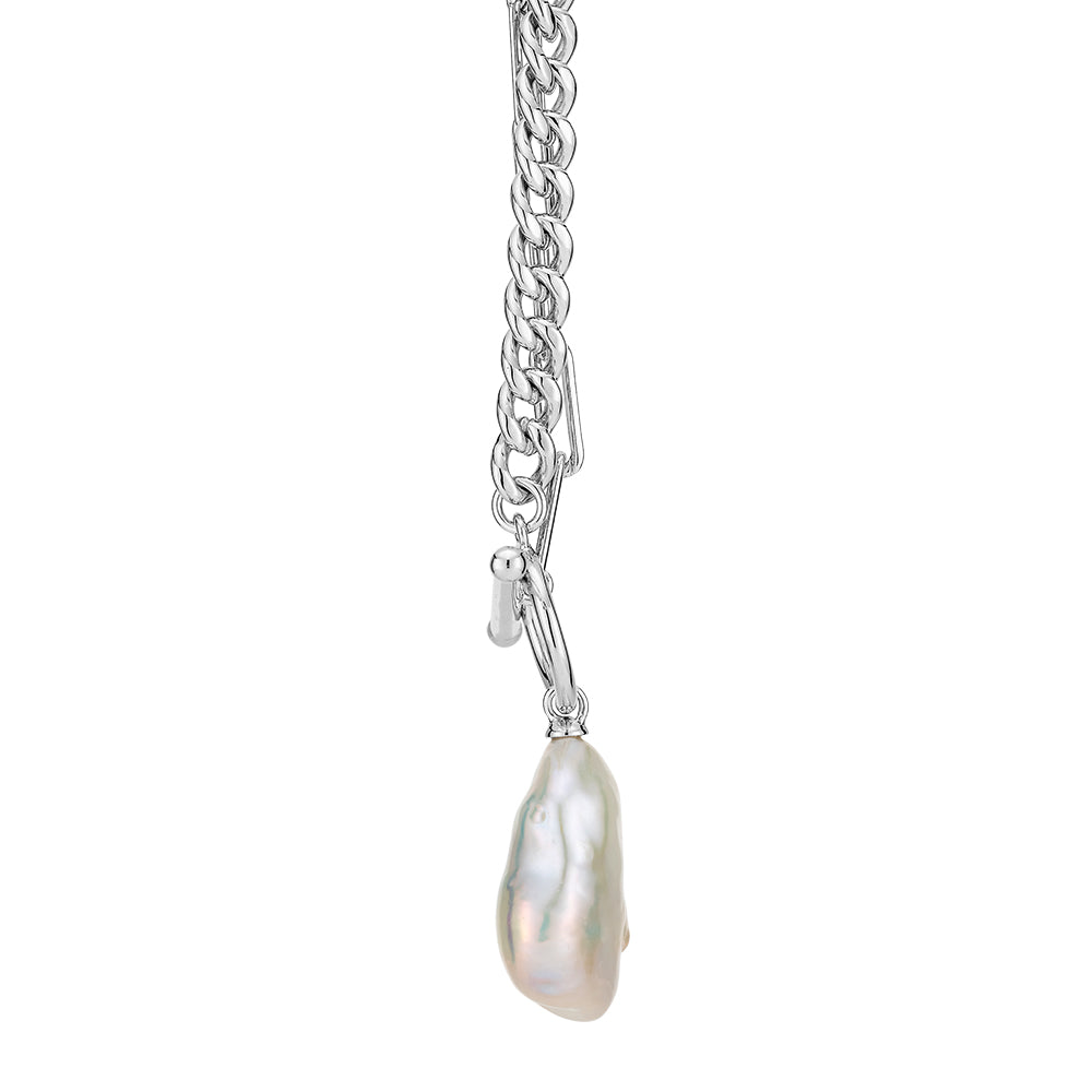 Cultured freshwater pearl necklace in sterling silver