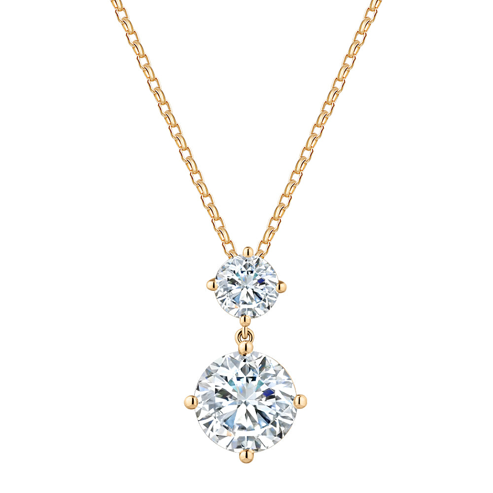 Fancy pendant with 4.19 carats* of diamond simulants in 10 carat yellow gold