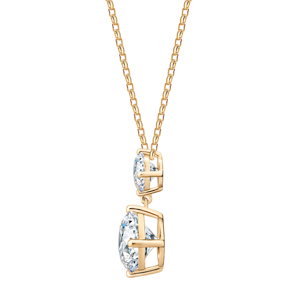 Fancy pendant with 4.19 carats* of diamond simulants in 10 carat yellow gold