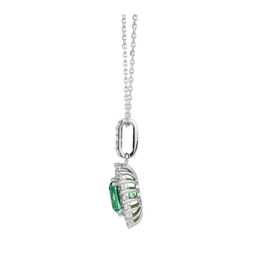 Halo necklace with ocean green simulant and 0.67 carats* of diamond simulants in sterling silver secondary view