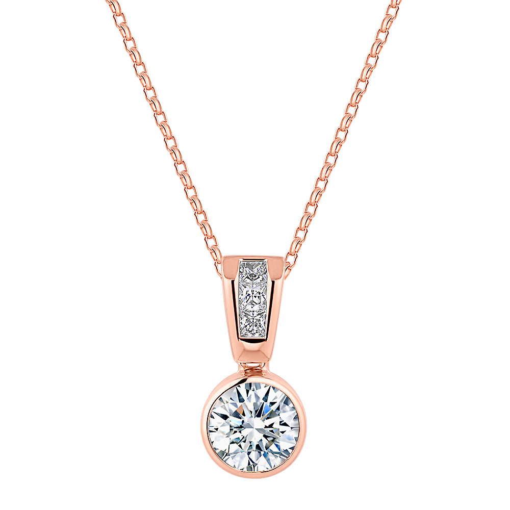 Fancy pendant with 1.21 carats* of diamond simulants in 10 carat rose gold