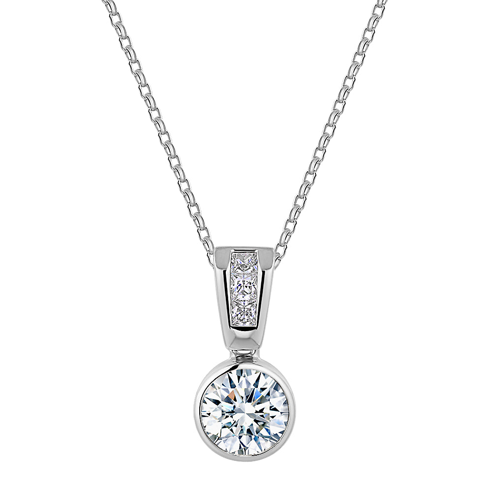 Fancy pendant with 1.21 carats* of diamond simulants in 10 carat white gold