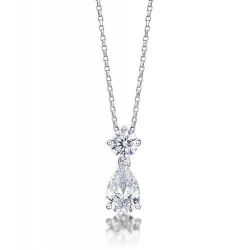 Fancy pendant with 1.79 carats* of diamond simulants in 10 carat white gold