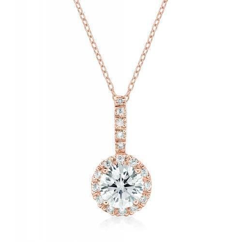 Halo pendant with 1.45 carats* of diamond simulants in 10 carat rose gold
