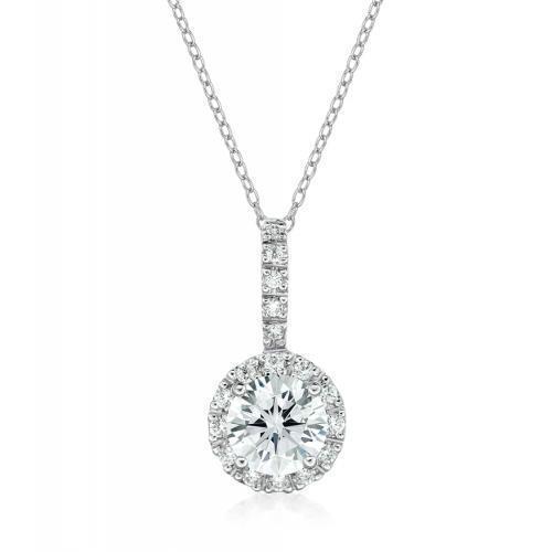 Halo pendant with 1.45 carats* of diamond simulants in 10 carat white gold
