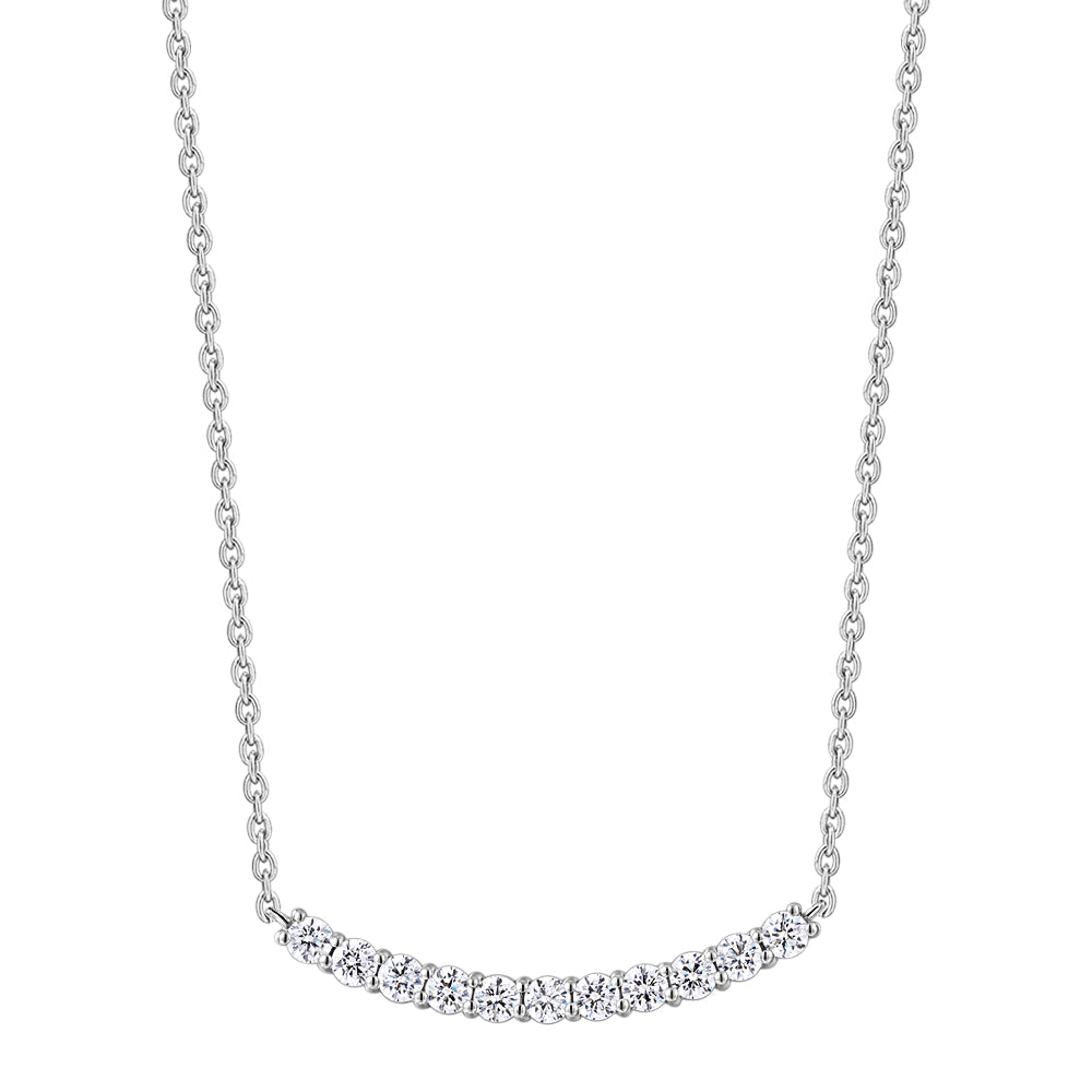 Necklace with 0.88 carats* of diamond simulants in sterling silver