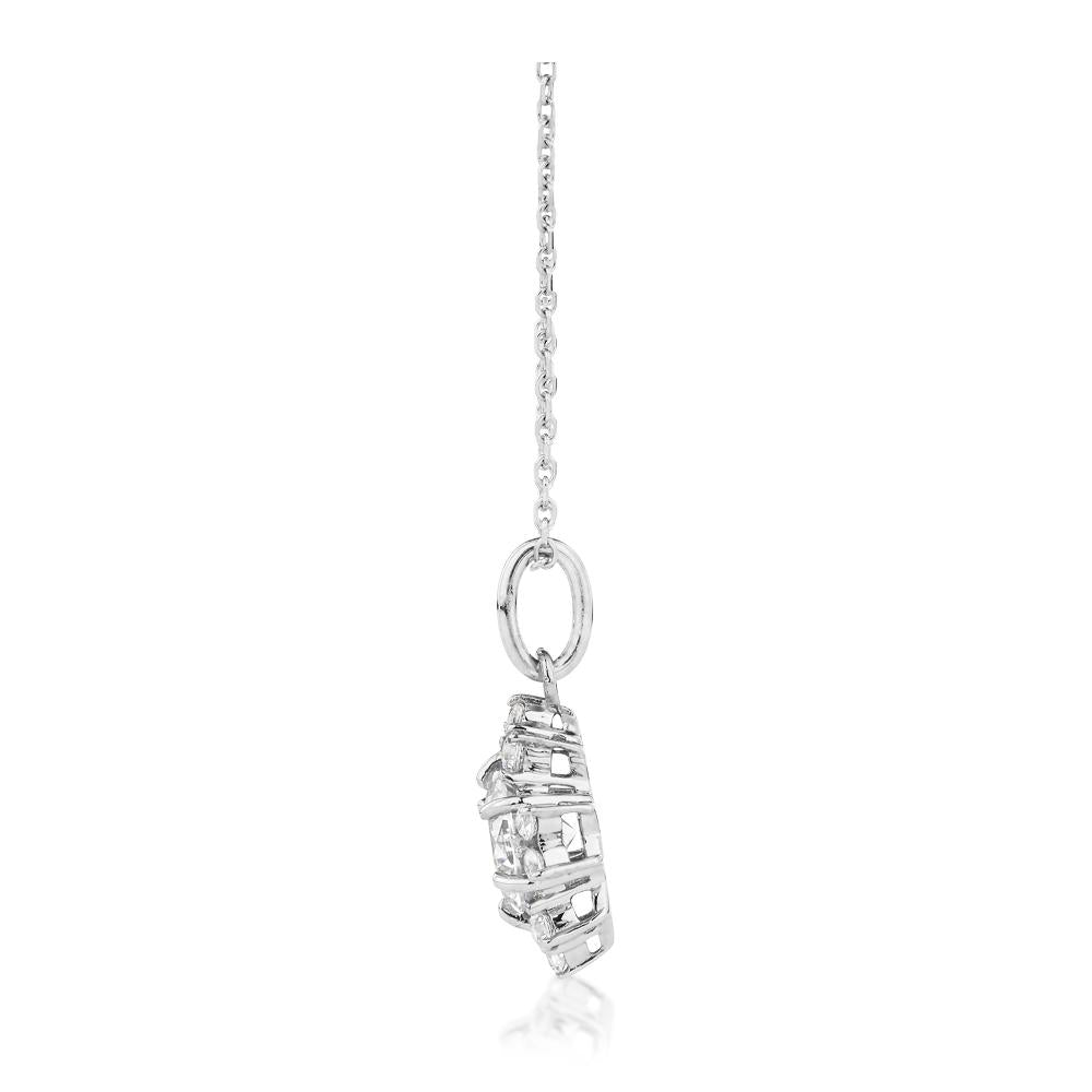 Fancy pendant with 0.78 carats* of diamond simulants in 10 carat white gold