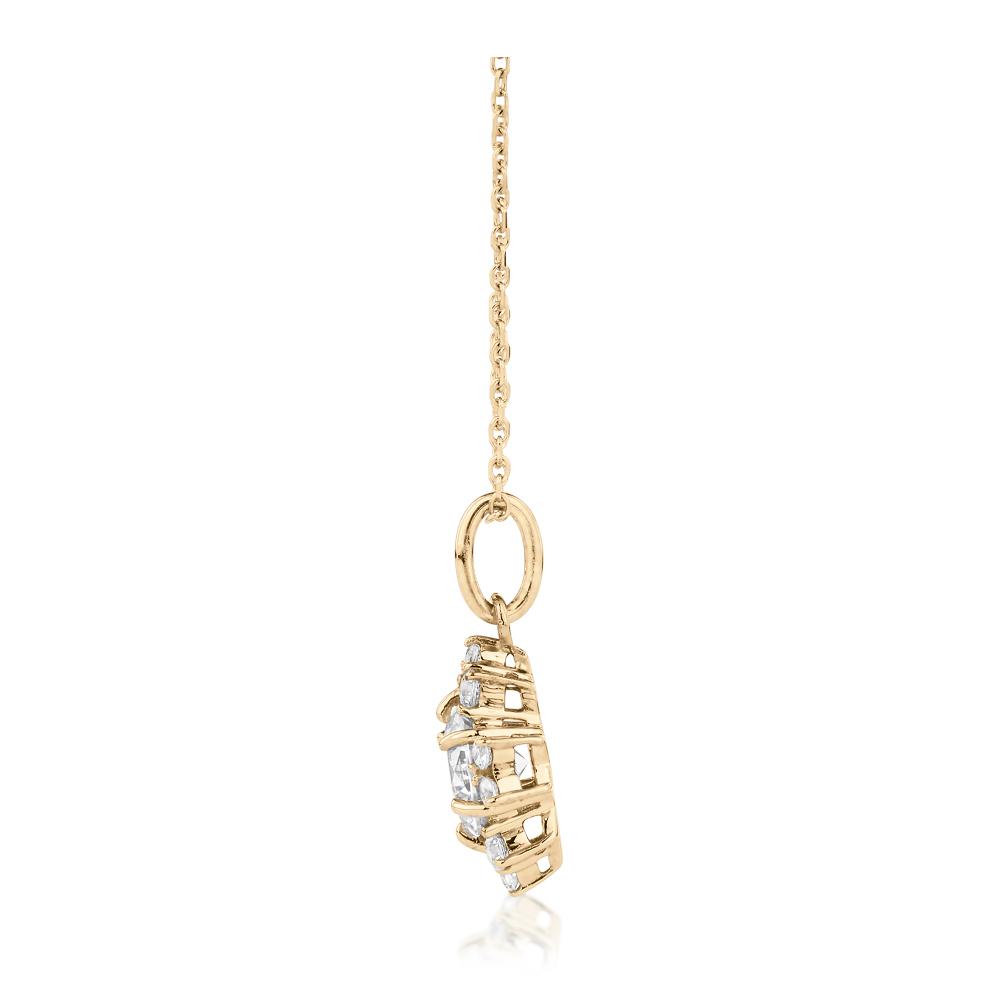 Fancy pendant with 0.78 carats* of diamond simulants in 10 carat yellow gold