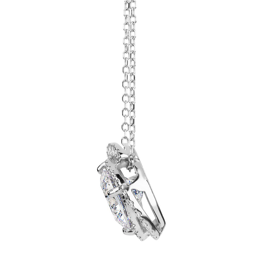 Fancy pendant with 2.27 carats* of diamond simulants in 10 carat white gold