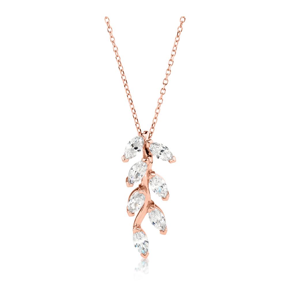 Fancy pendant with 0.98 carats* of diamond simulants in 10 carat rose gold