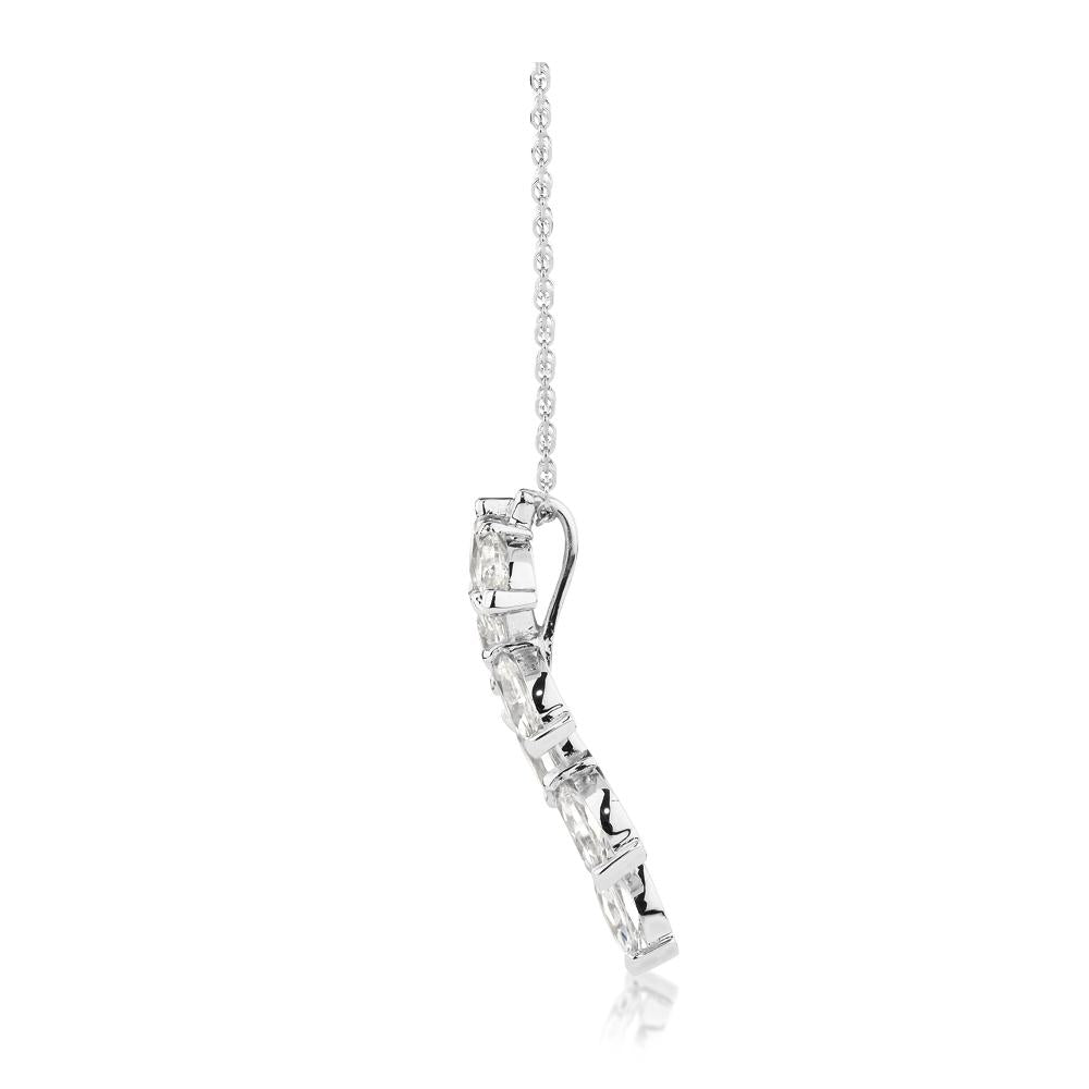 Fancy pendant with 0.98 carats* of diamond simulants in 10 carat white gold