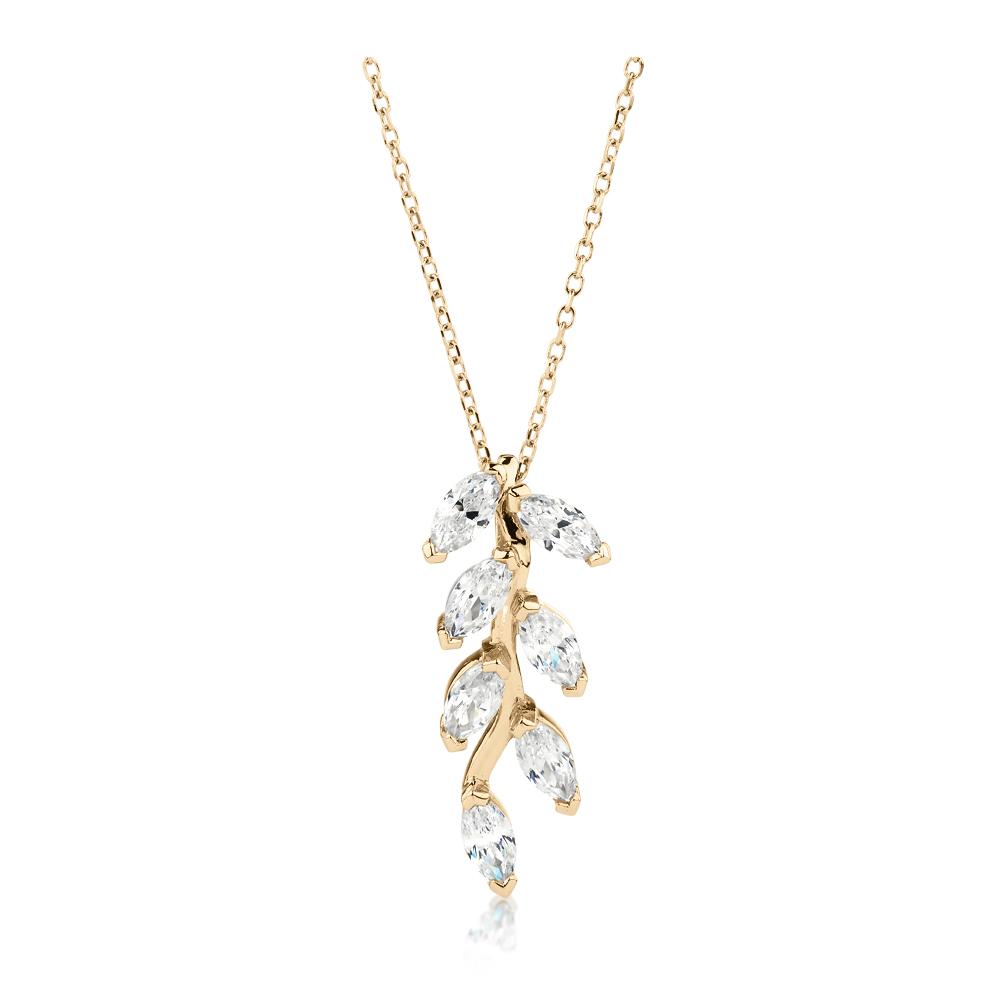 Fancy pendant with 0.98 carats* of diamond simulants in 10 carat yellow gold