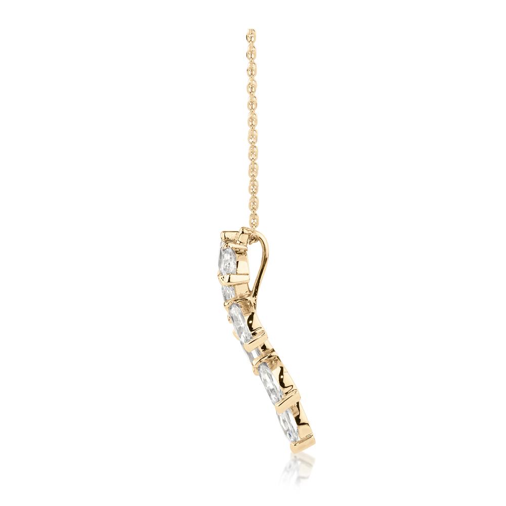Fancy pendant with 0.98 carats* of diamond simulants in 10 carat yellow gold