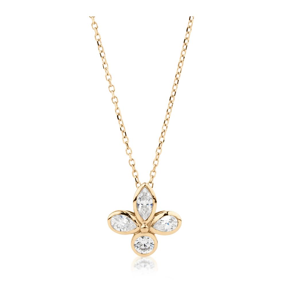 Fancy pendant with 0.58 carats* of diamond simulants in 10 carat yellow gold