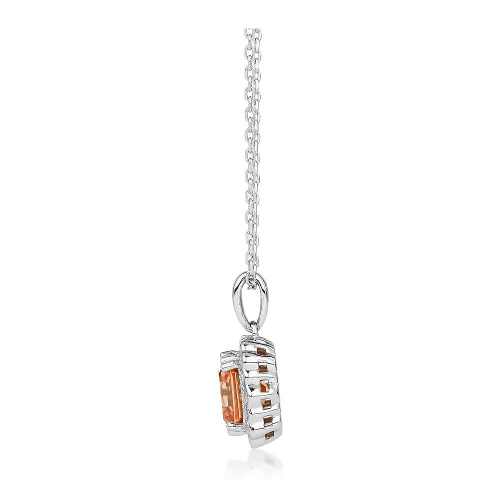 Halo necklace with 2.17 carats* of diamond simulants in sterling silver