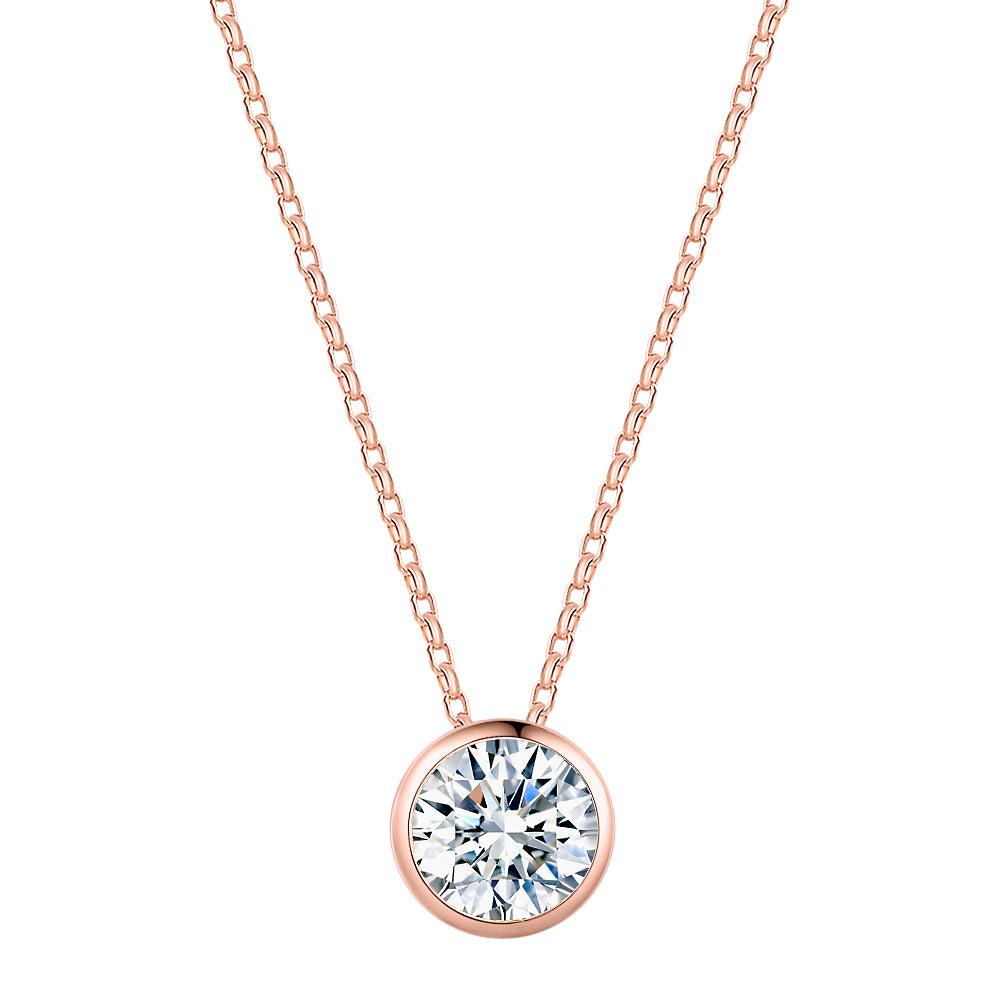 Round Brilliant solitaire pendant with 1.03 carat* diamond simulant in 10 carat rose gold
