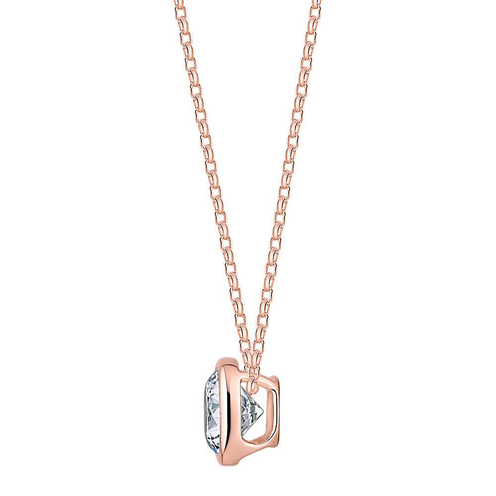 Round Brilliant solitaire pendant with 1.03 carat* diamond simulant in 10 carat rose gold