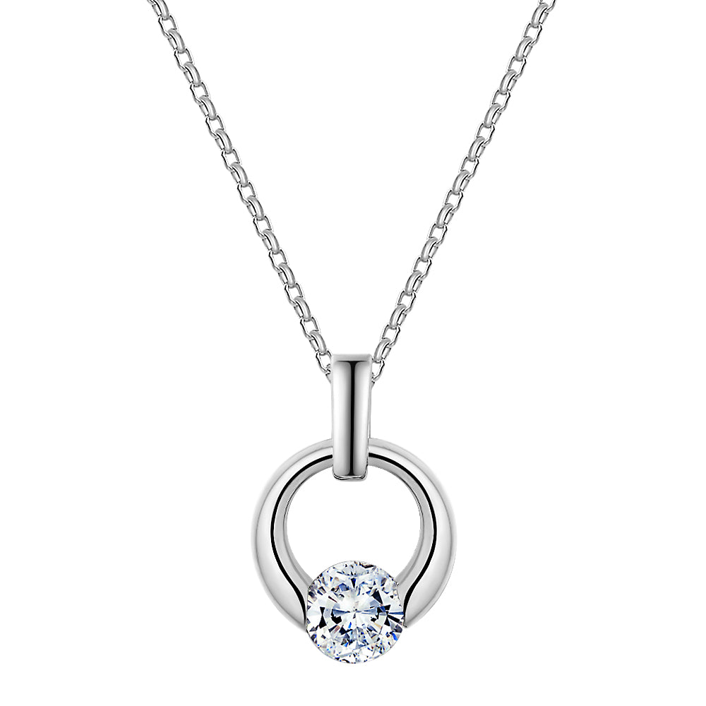 Round Brilliant solitaire pendant with 1.03 carat* diamond simulant in 10 carat white gold