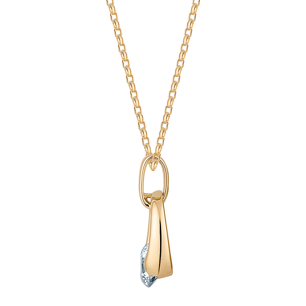Round Brilliant solitaire pendant with 1.03 carat* diamond simulant in 10 carat yellow gold