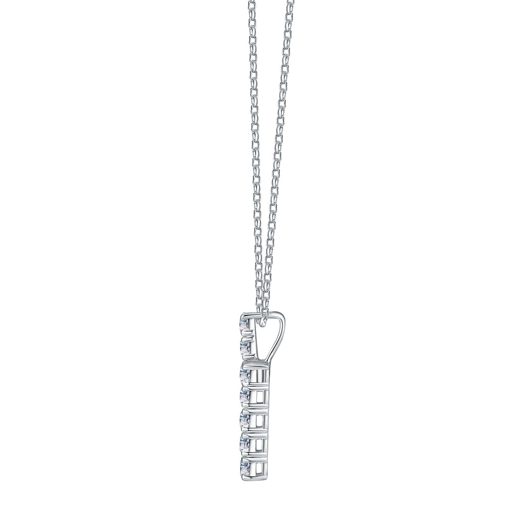 Cross pendant with 1.21 carats* of diamond simulants in 10 carat white gold