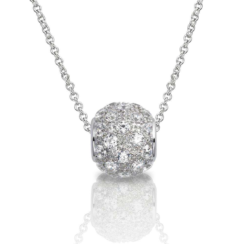 Round Brilliant pendant with 1.75 carats* of diamond simulants in sterling silver