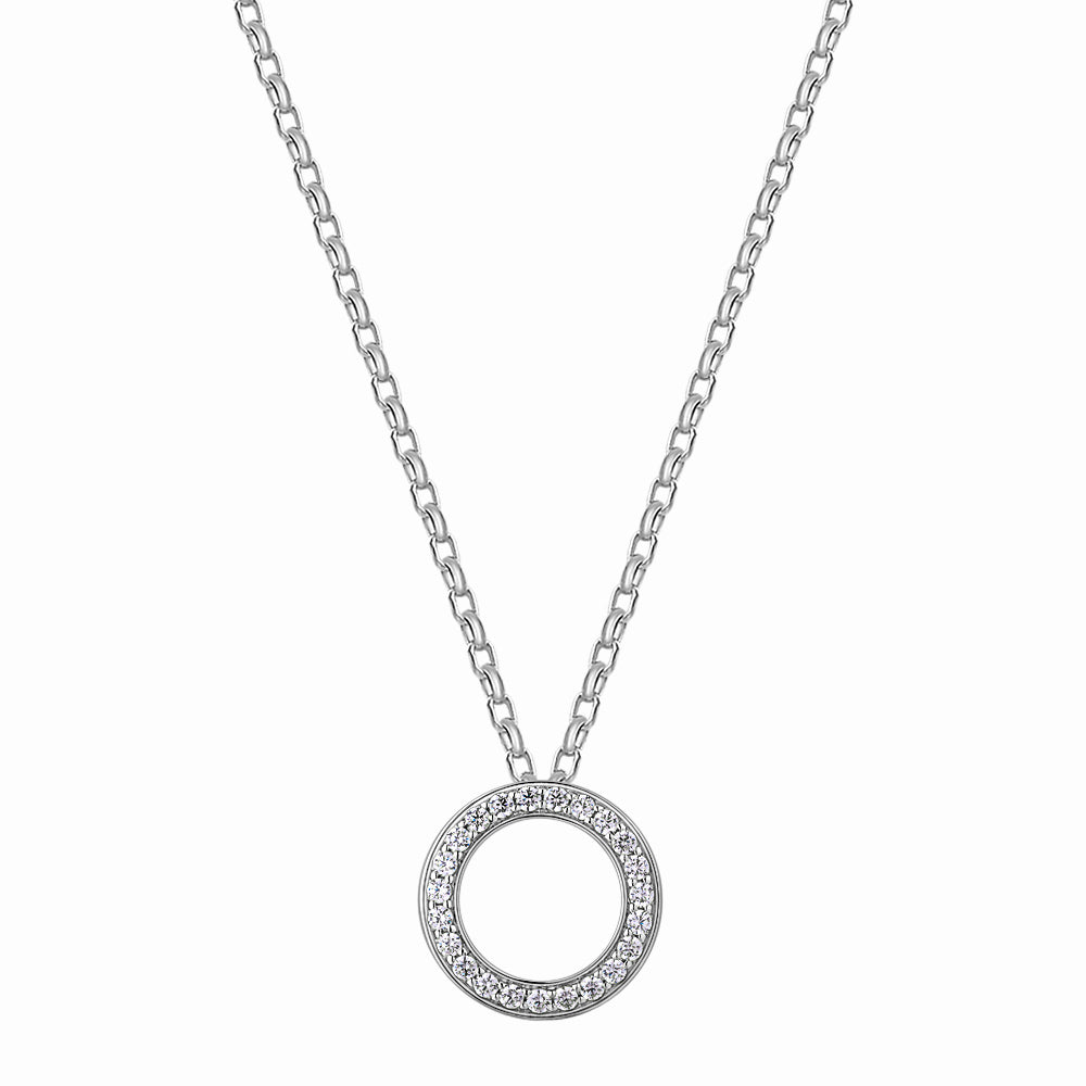 Circle pendant with 0.69 carats* of diamond simulants in 10 carat white gold