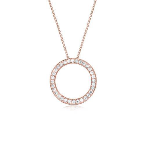 Circle pendant with 0.69 carats* of diamond simulants in 10 carat rose gold