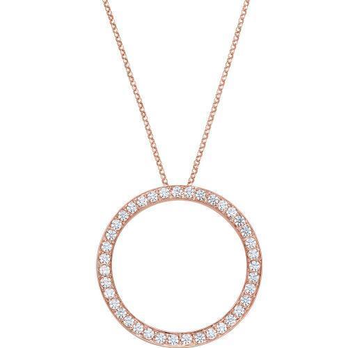 Circle pendant with 1.17 carats* of diamond simulants in 10 carat rose gold
