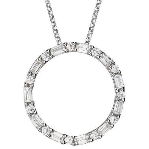 Circle pendant with 0.77 carats* of diamond simulants in 10 carat white gold