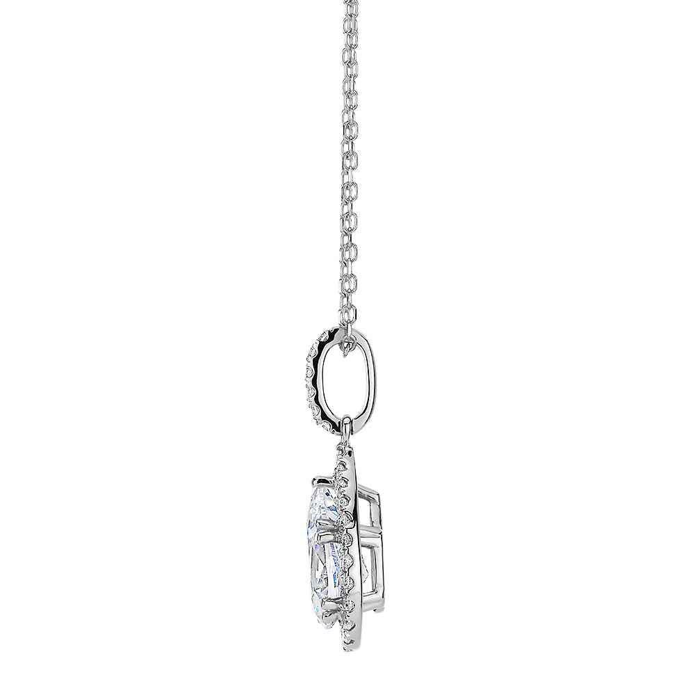 Halo pendant with 0.96 carats* of diamond simulants in 10 carat white gold