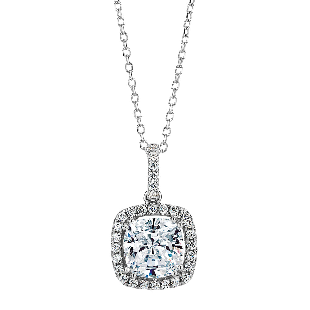 Halo pendant with 1.18 carats* of diamond simulants in 10 carat white gold