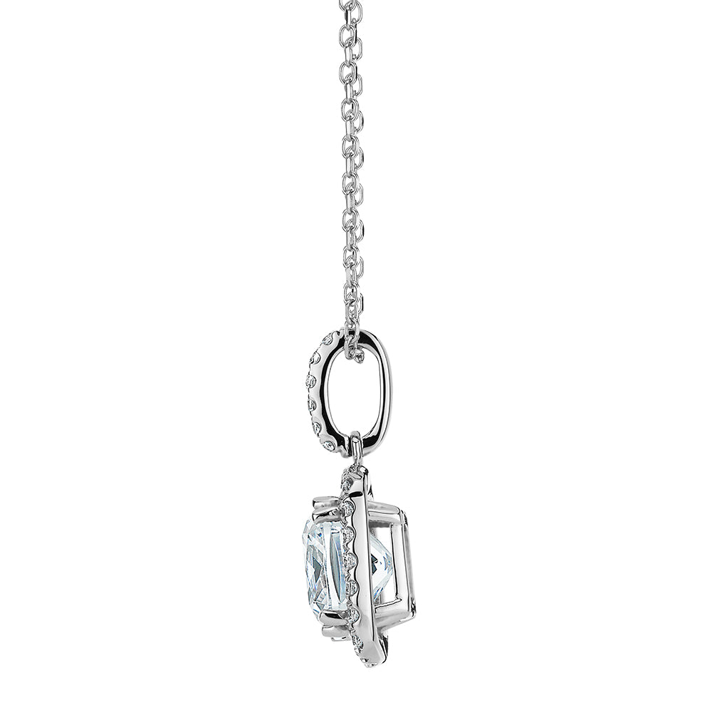 Halo pendant with 1.18 carats* of diamond simulants in 10 carat white gold