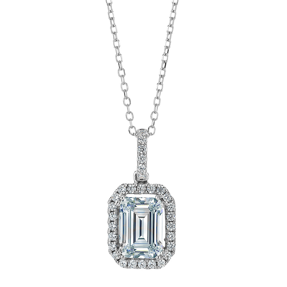 Halo pendant with 1.21 carats* of diamond simulants in 10 carat white gold