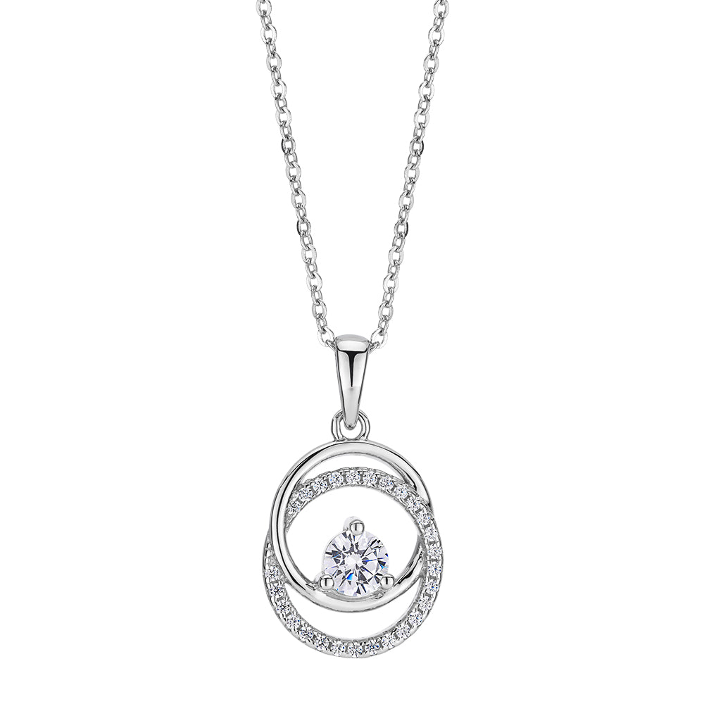 Round Brilliant diamond simulant necklace in sterling silver