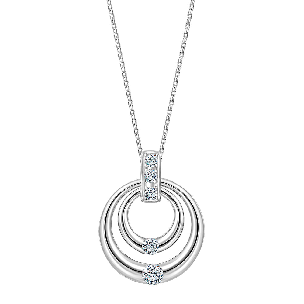 Round Brilliant pendant with 0.27 carats* of diamond simulants in sterling silver