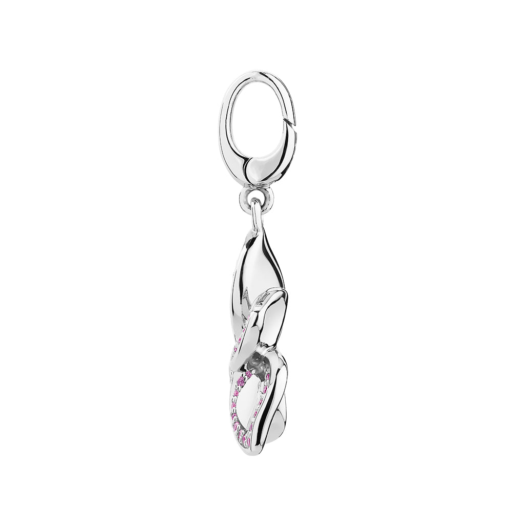 Charm pendant with pink tourmaline simulants in sterling silver
