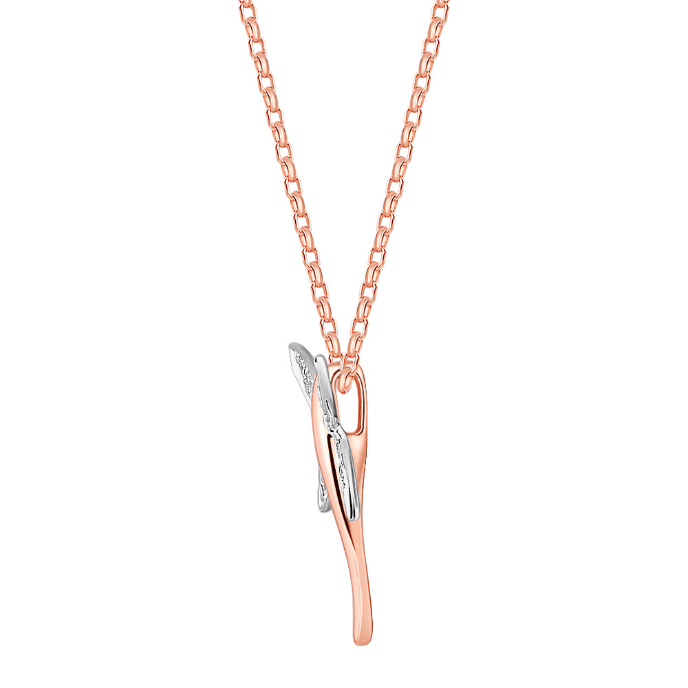 Fancy pendant in 10 carat rose and white gold