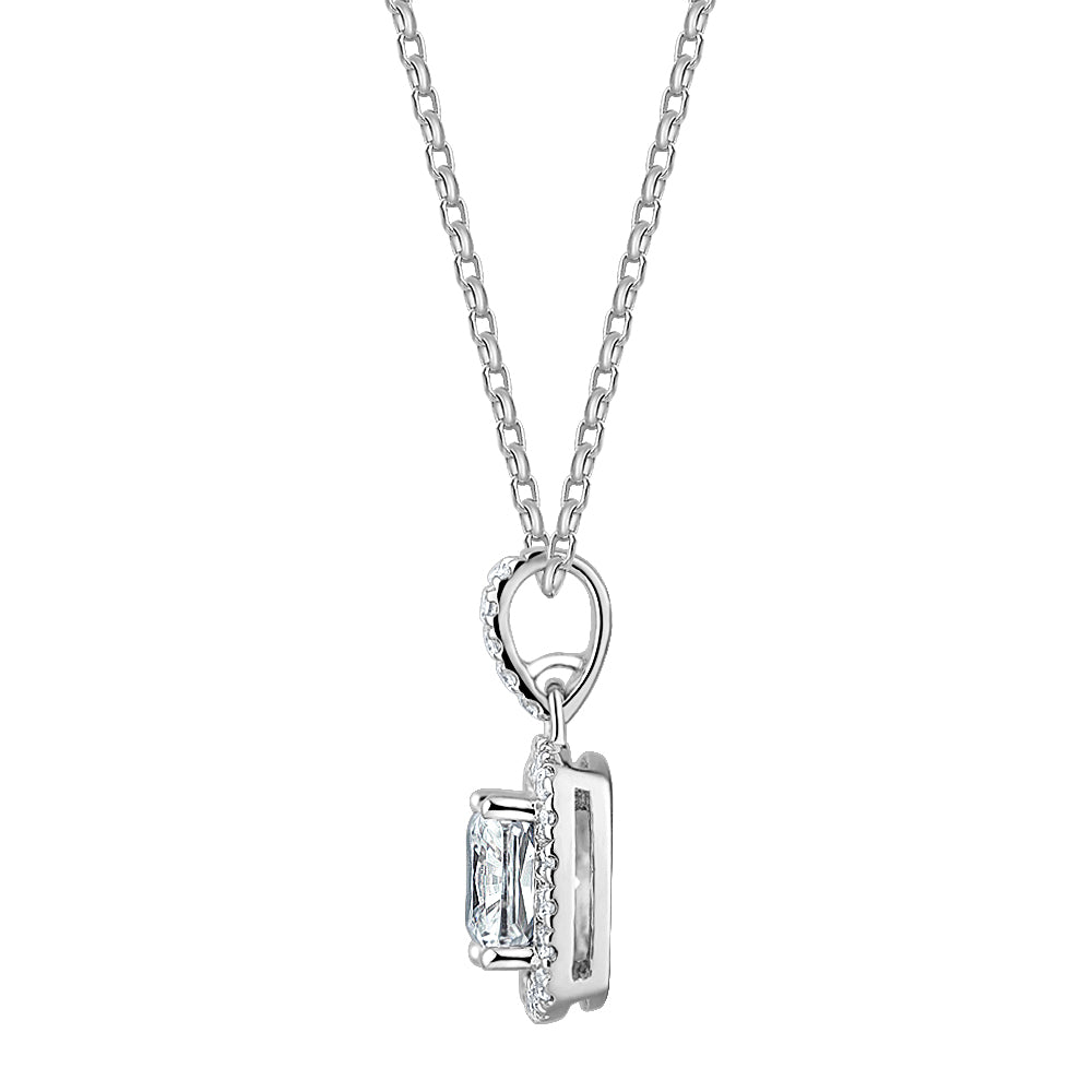 Halo pendant with 1.85 carats* of diamond simulants in 10 carat white gold