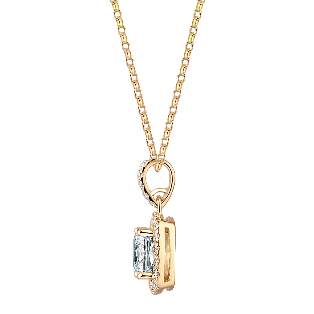 Halo pendant with 1.85 carats* of diamond simulants in 10 carat yellow gold