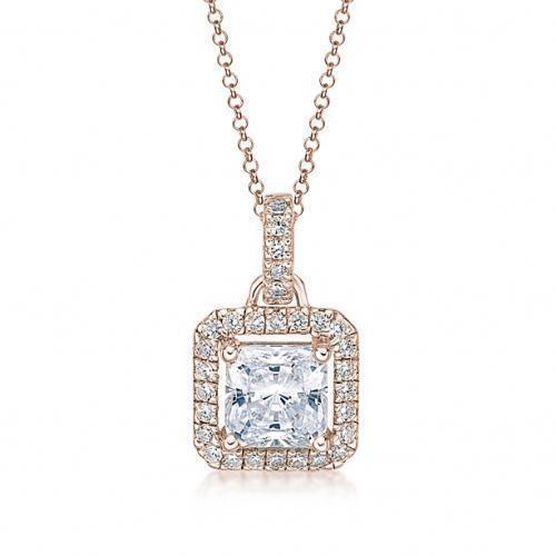 Halo pendant with 1.43 carats* of diamond simulants in 10 carat rose gold