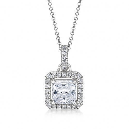 Halo pendant with 1.43 carats* of diamond simulants in 10 carat white gold