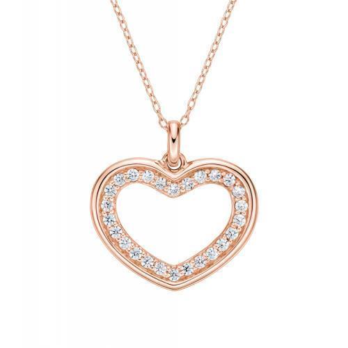 Heart pendant with 0.45 carats* of diamond simulants in 10 carat rose gold