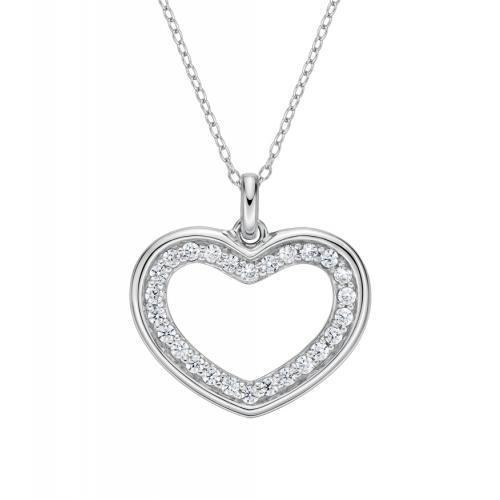Heart pendant with 0.45 carats* of diamond simulants in 10 carat white gold