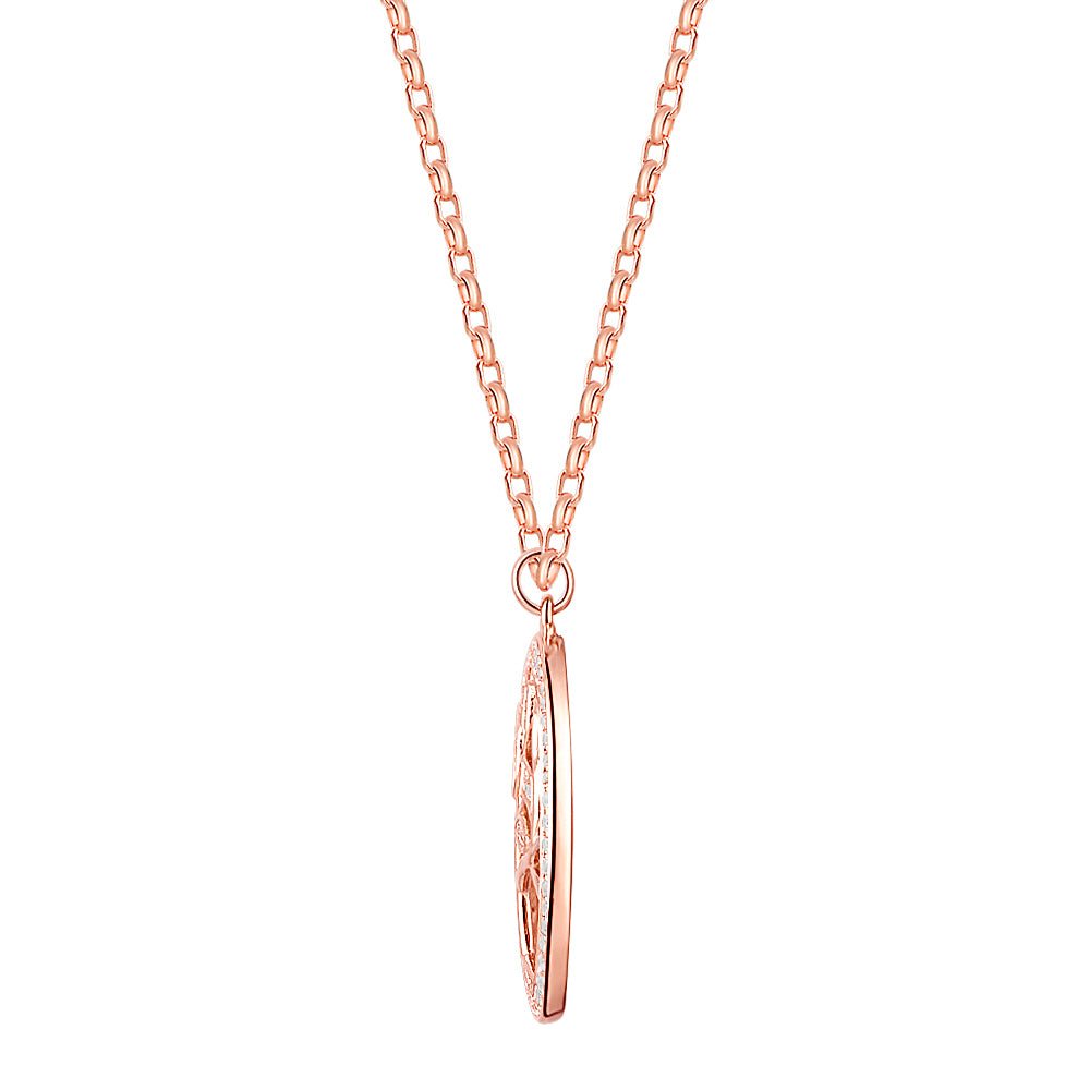 Fancy pendant with 0.35 carats* of diamond simulants in 10 carat rose gold