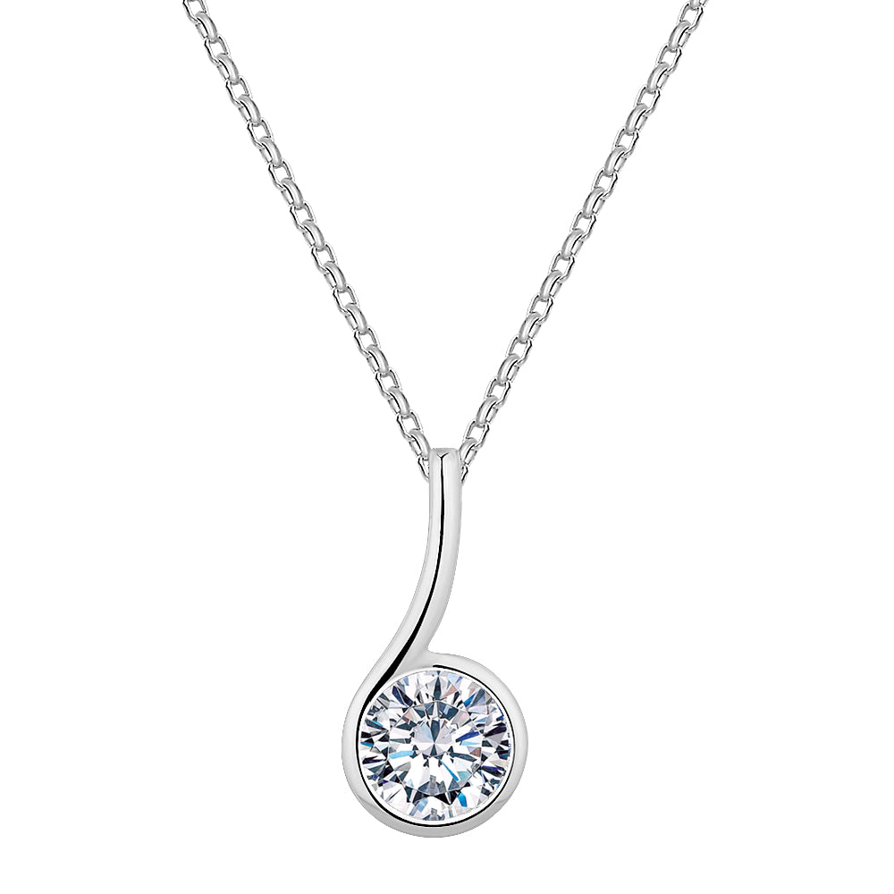 Fancy pendant with 1.03 carats* of diamond simulants in 10 carat white gold