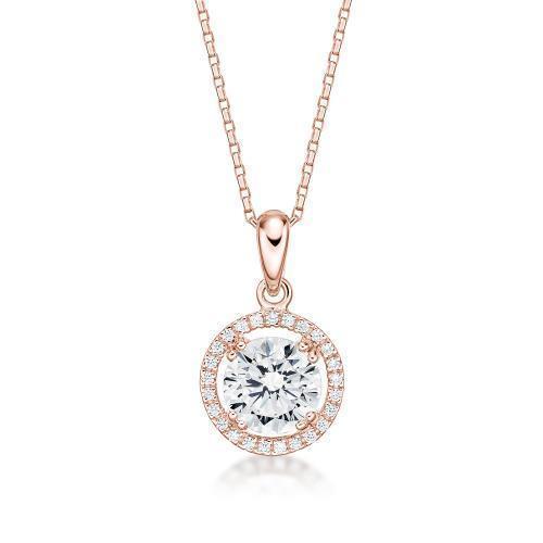 Halo pendant with 1.77 carats* of diamond simulants in 10 carat rose gold