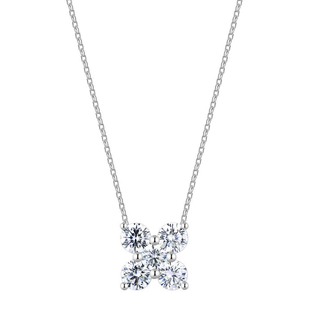 Fancy pendant with 1.17 carats* of diamond simulants in 10 carat white gold