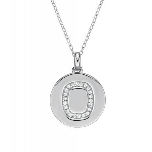 Disc Initial Pendant - O in Sterling Silver