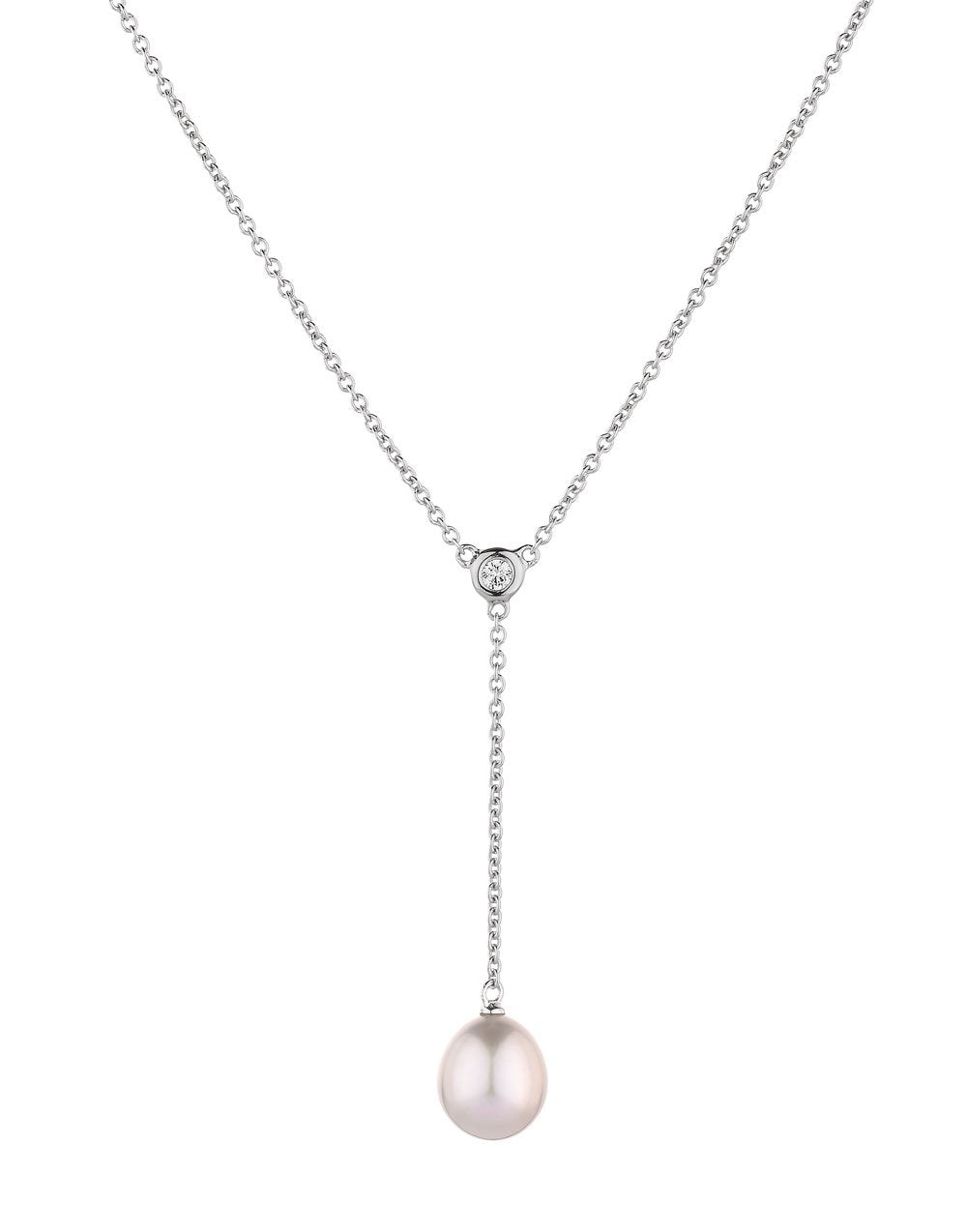 Cultured freshwater pearl drop necklace in sterling silver