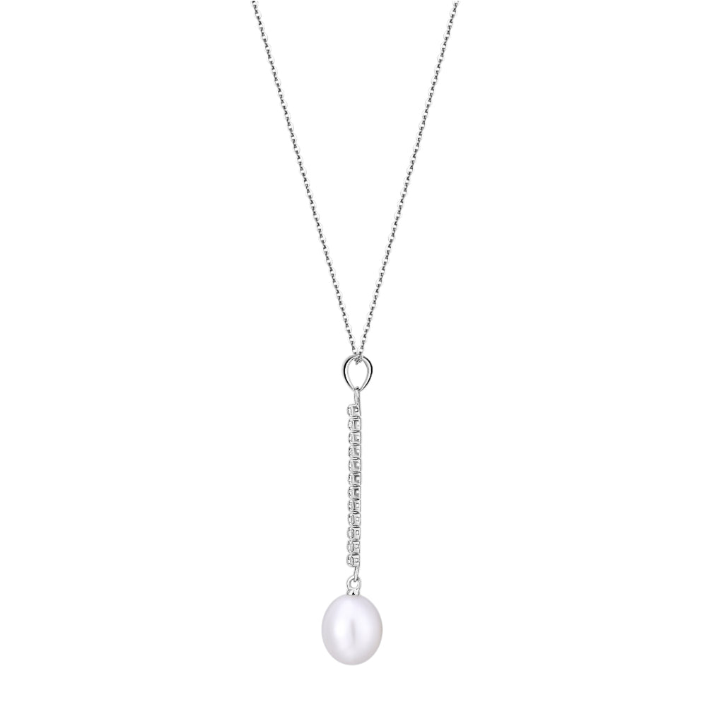 Cultured freshwater pearl drop necklace in sterling silver